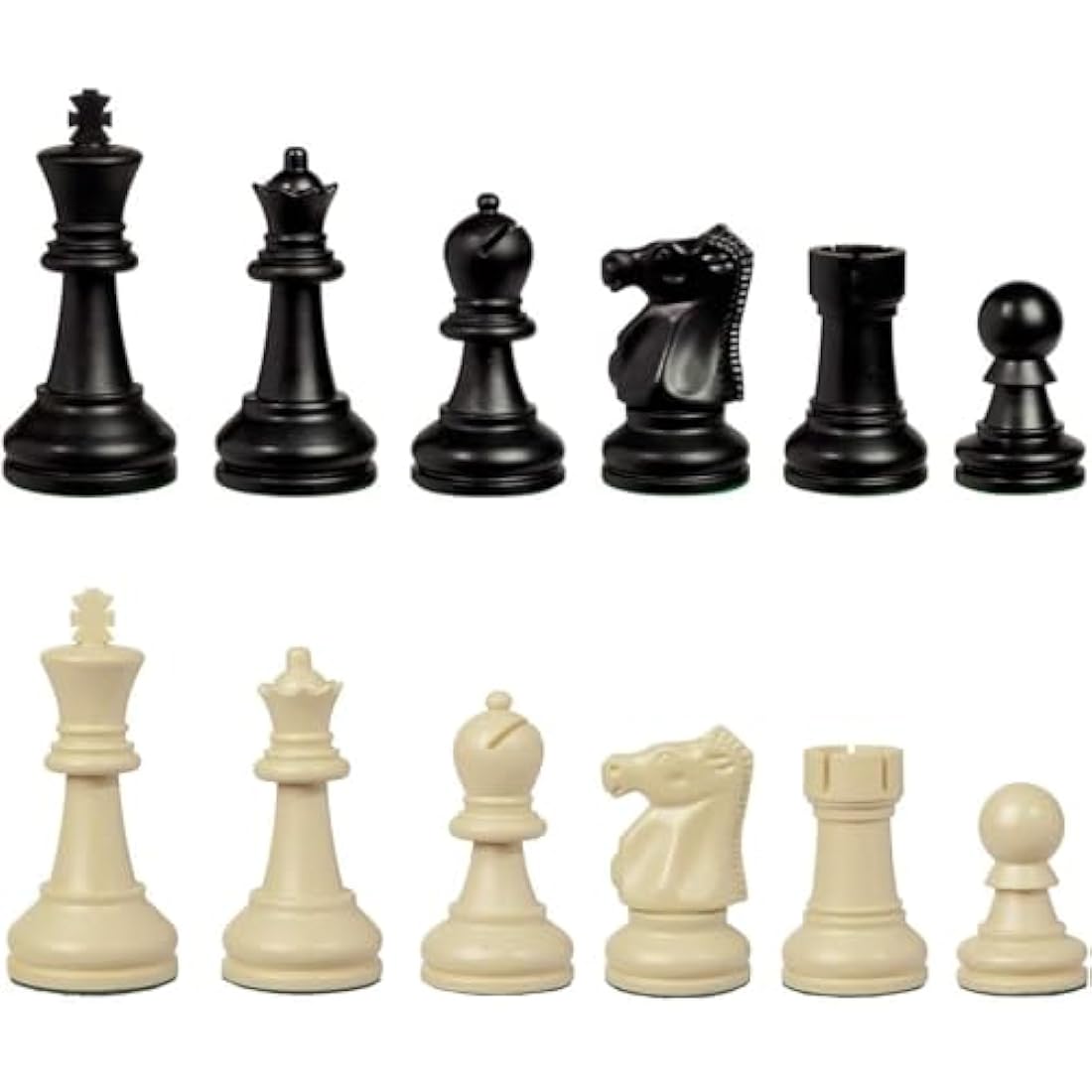 Staunton Chess Pieces - 32 Black & Ivory Chess Pieces With Felt Bottom, 9.5 cm King & 2 Extra Queens - Travel Chess Set for Indoor & Outdoor Chess - Triple Weighted Chess Pieces by WE Games