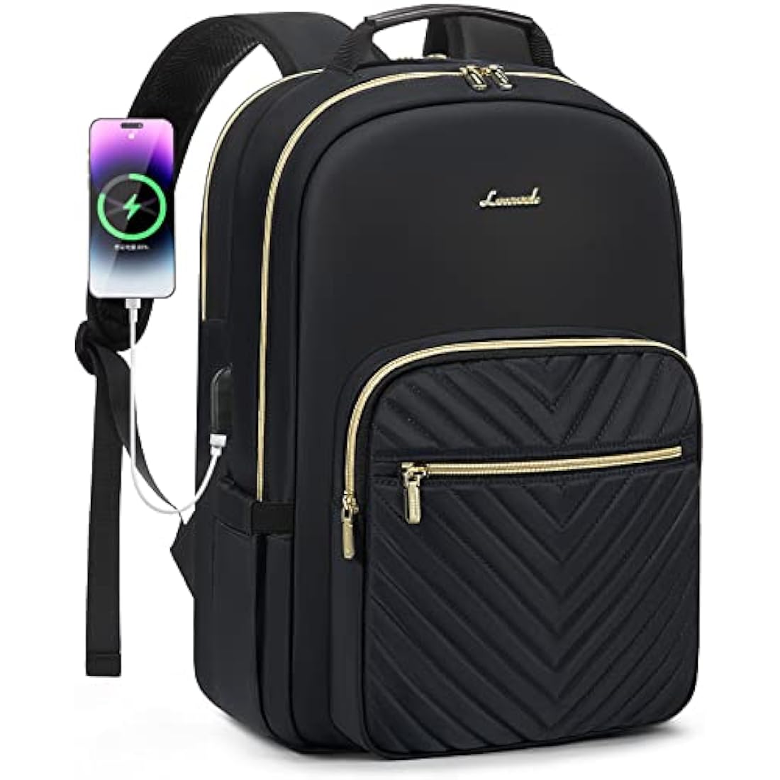 LOVEVOOK Laptop Backpack for Women 15.6 Inch, Womens Backpack for Work Business Travel School College With USB Port, Lightweight Back Pack Computer Laptop Rucksack-Black