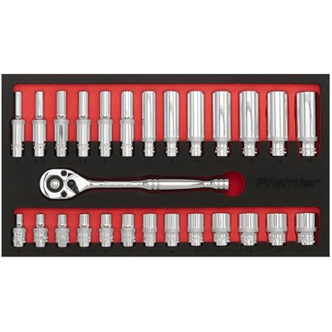 Sealey AK66721 27pc 1/4"Sq Drive Ratchet Wrench & Socket Set