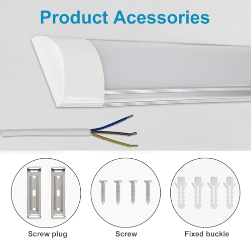 muzha 4 Packs LED Batten Lights 4FT 40W 4000k Daylight,Low Profile Wall or Ceiling Surface Mounted Fitting for Home/Workshop/Office/School Restaurant