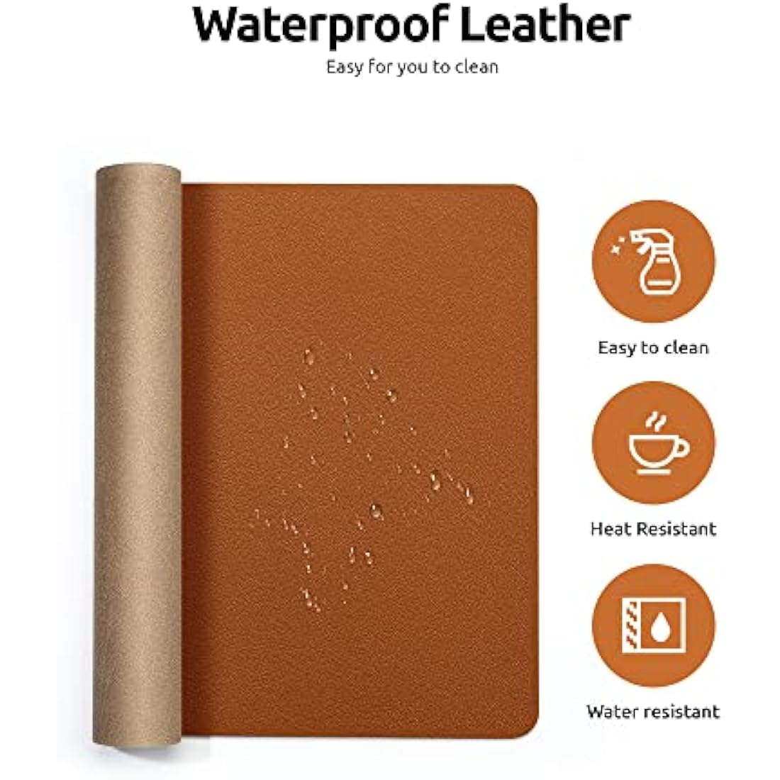 YSAGi Leather Desk Mat, Large Mouse Mat, Non-Slip Desk Pad, Waterproof PU Leather Table Protector Writing Pad for Office and Home (60 x 35 cm, Brown)