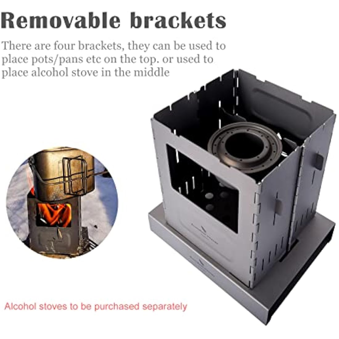 Boundless Voyage Camping Titanium Wood Stove Carbon Burner Grill Outdoor Hiking Cooking Backpacking Lightweight Alcohol Furnace