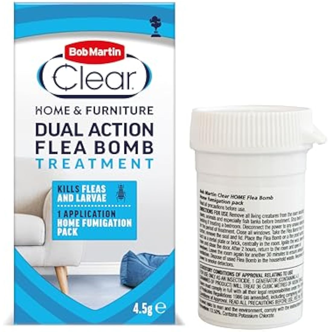 Bob Martin Clear Dual Action Flea Bomb for the Home - Kills Fleas Dead, Fast and Effective Household Treatment (1 Can)