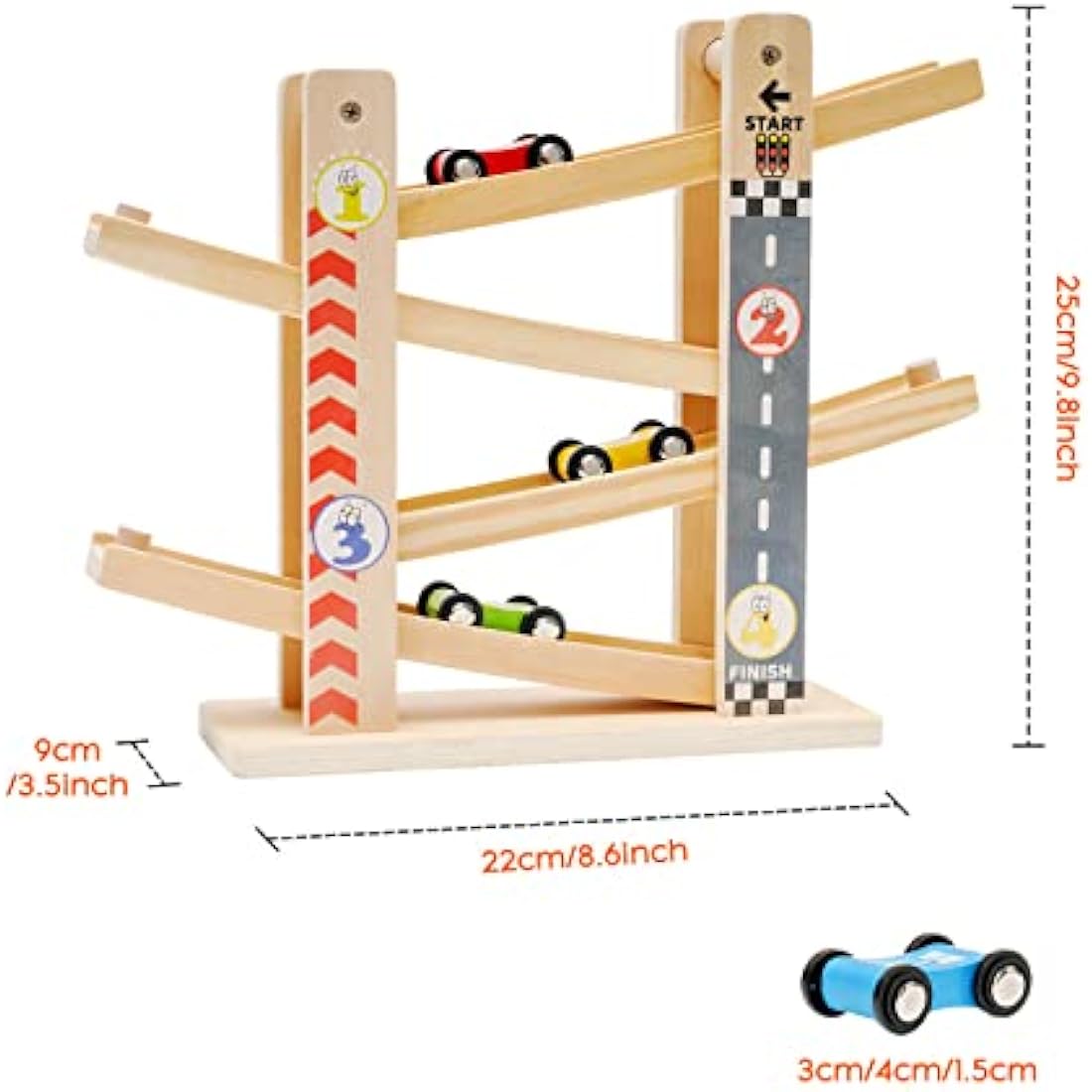 Wooden Car Ramp Toys|Zig Zag Cars Slide|Toddler Toys Wooden Race Track with 4 Wood Cars for 3 Year+ Old Boy Gifts