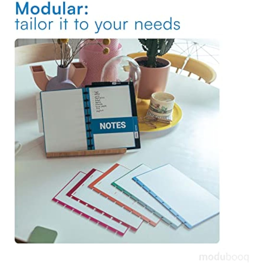 Modubooq notes, block - Modular Reusable Smart Notebook A5 - Lined blue pages with duratech3 technology - Notebook with Discbound System - Washable and writes like paper