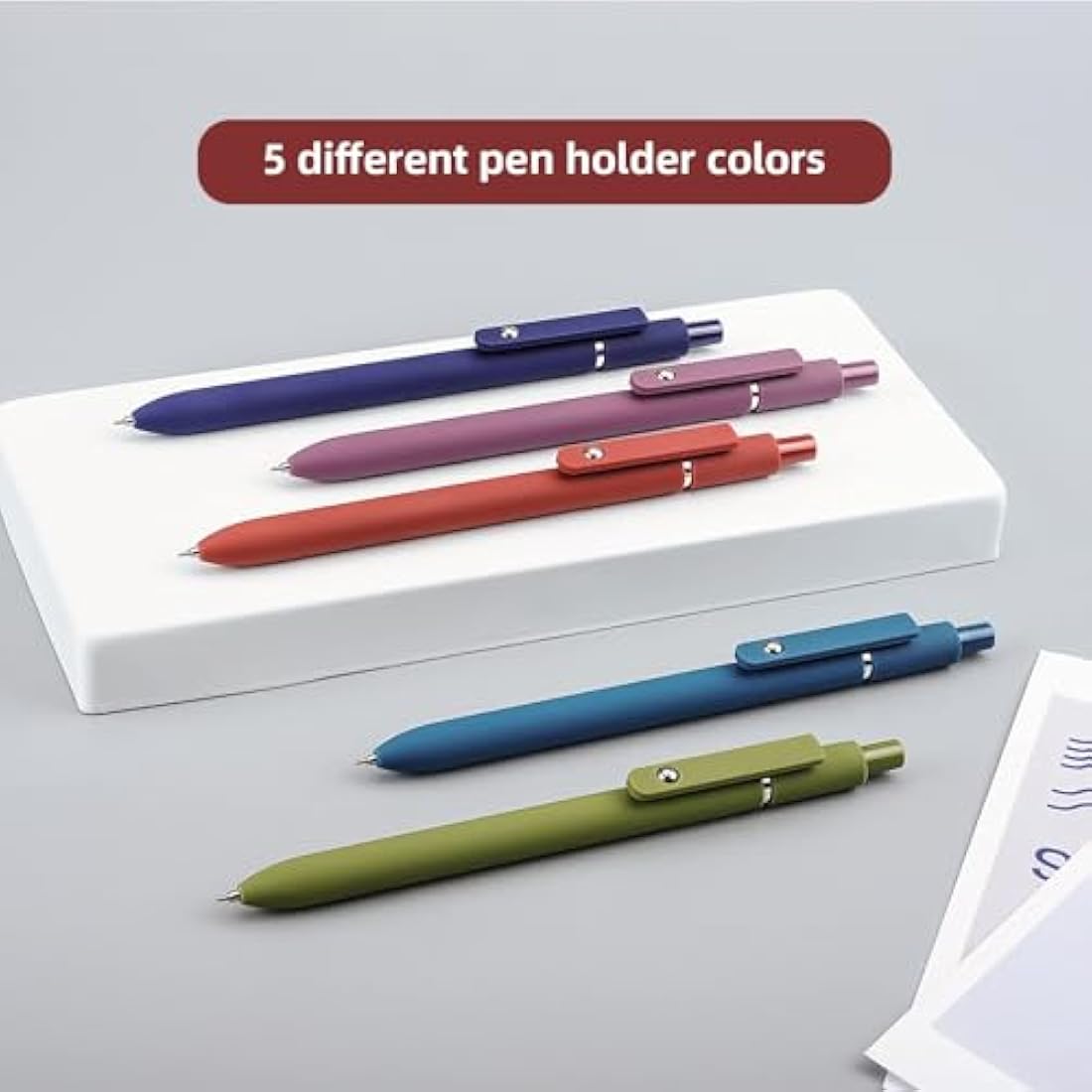 UIXJODO Gel Pens, 5 Pcs 0.5mm Japanese Black Ink Pens Fine Point Smooth Writing Pens with Silicone Grip, High-End Series Metal Clip Retractable Pens (10 Pcs Vintage)