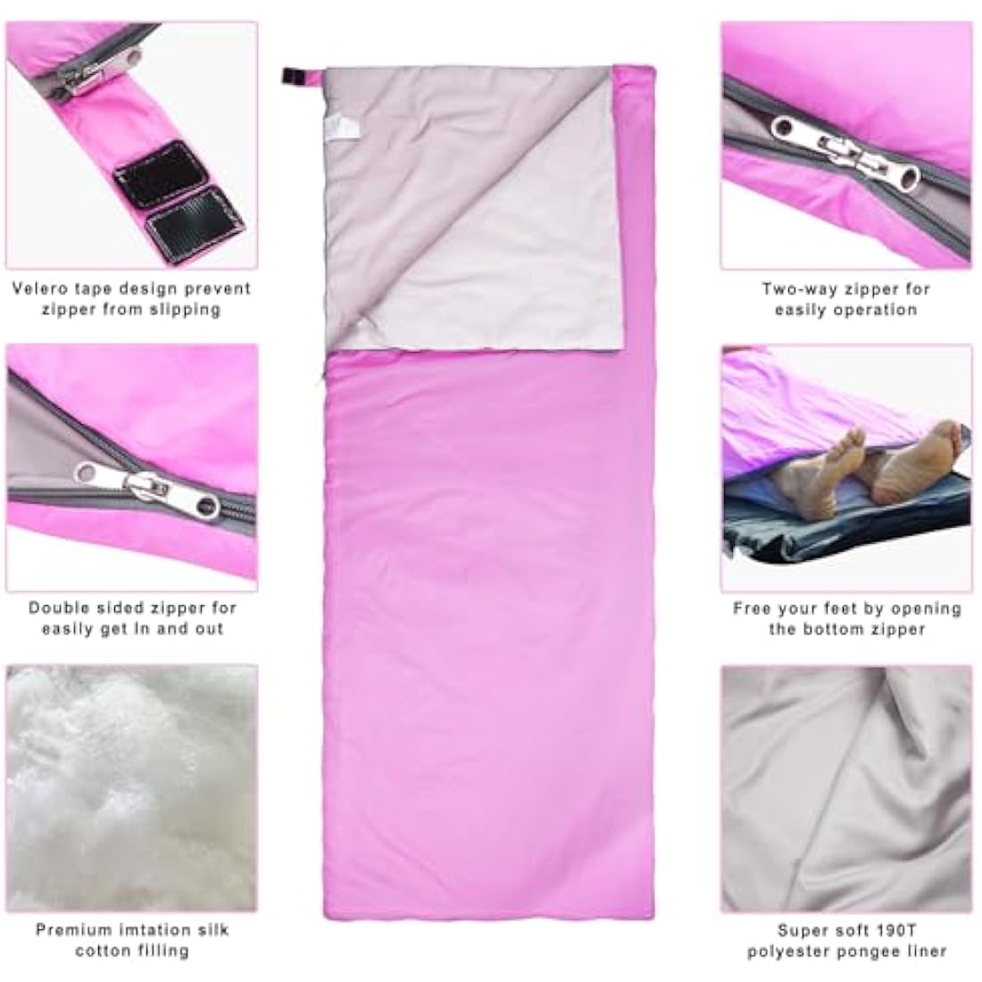 Agemore Ultra-light Warm Weather Rectangular Sleeping Bag, 75" L x 30" W, Lightweight Envelope sleeping bag for Outdoor Camping, Backpacking & Hiking - Fit for Kids, Teens and Adults