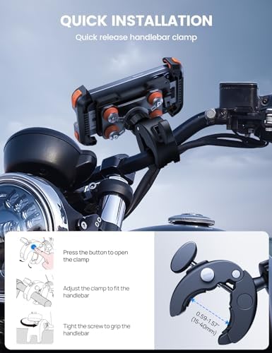 Lamicall Motorbike Phone Holder [Dual Anti-Shock] - 2025 Motorcycle Phone Mount, Universal Bike Phone Holder for iPhone 16 15 14 13 12 Pro Max Plus Mini, Samsung S23, 4.7-6.7" Phone - Orange