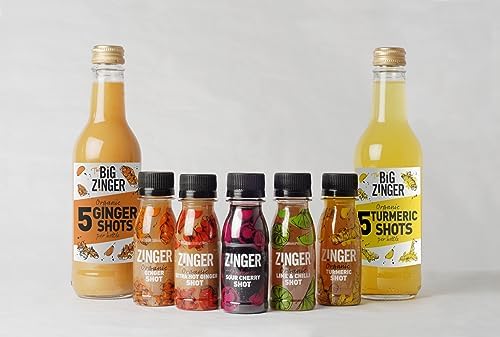 Big Zinger Ginger 6x330ml - 30 shots - Organic plant based shots with 18.4g pressed juice - Natural kick - No added sugar