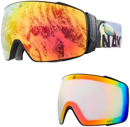 NAKED Optics Ski Goggles Men Ski Goggles Women Snowboard Goggles (Storm Tucan, Includes Bad Weather Lens)