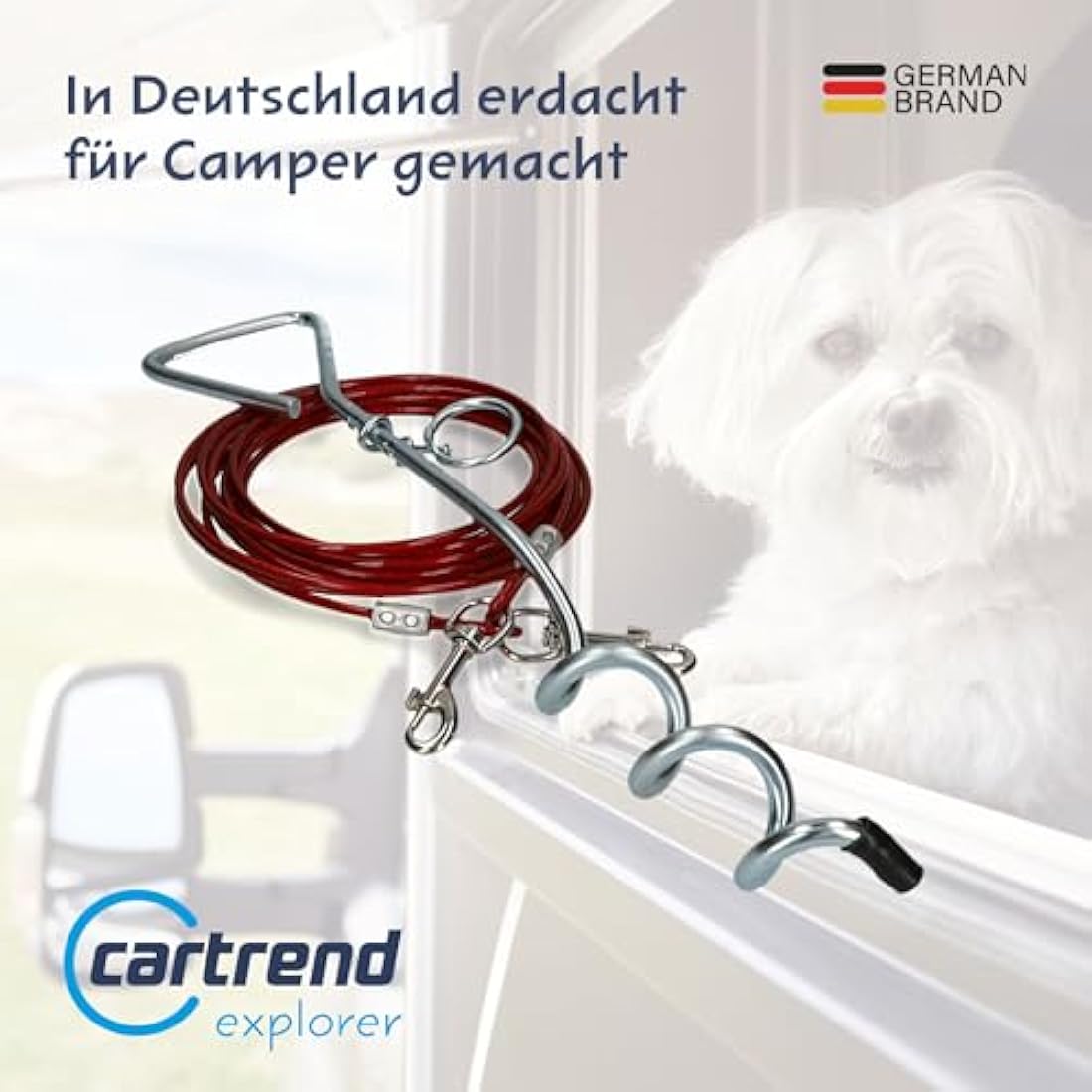 cartrend Caravan 10195 Dog Tying Stake/Coil/Ground Anchor/Anchor for Outdoor Leash for Camping