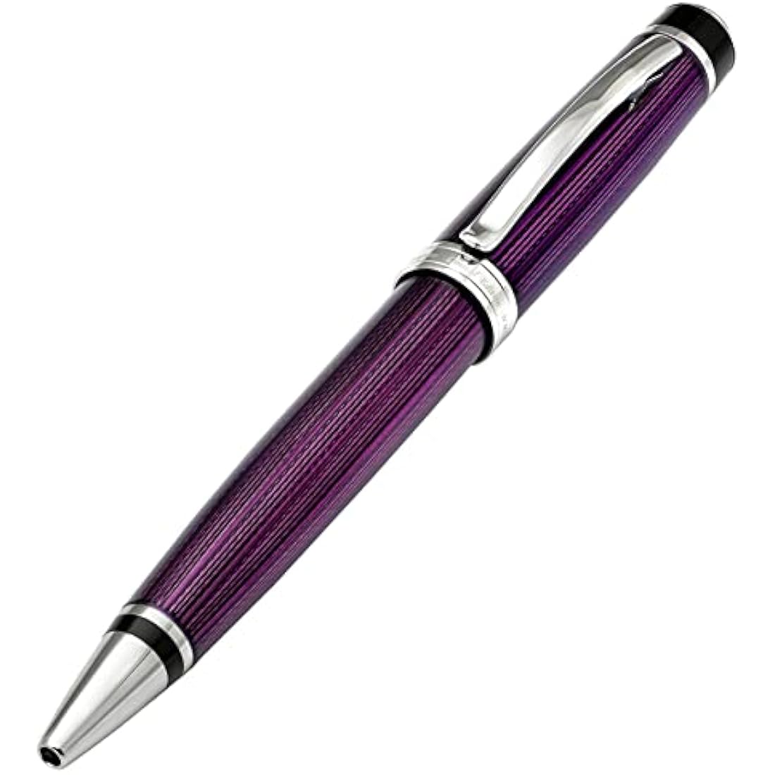 Xezo Incognito Brass Ballpoint Pen in Purple Metallic Color, Diamond-Cut Engraved, Serial, Platinum Plated Parts (Incognito Purple B-2)