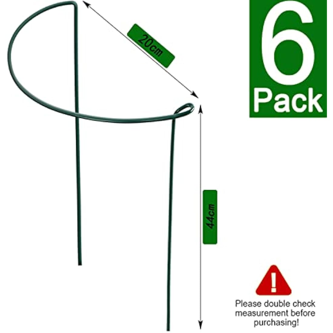 VLYHGO 6PCS 44x20cm Plant Supports for Garden Half Round Ring Plant Support Large Metal Garden Supports for Tomatoes Tulips, Roses, Daisies, Lavender