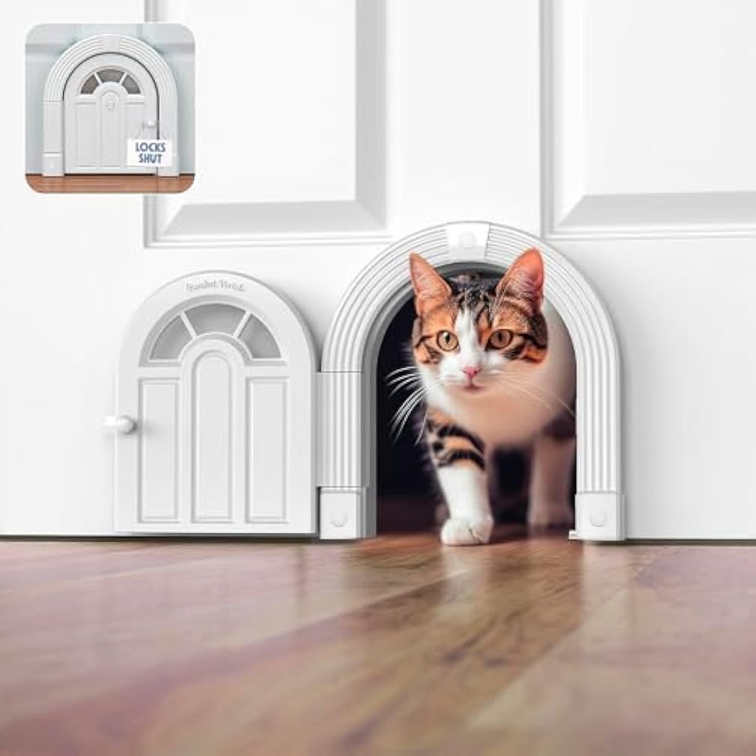 Purrfect Cat Door - No-Flap Interior Door for Cats Up to 20 lbs, Easy DIY Setup, Secured Installation in Minutes, No Training Needed