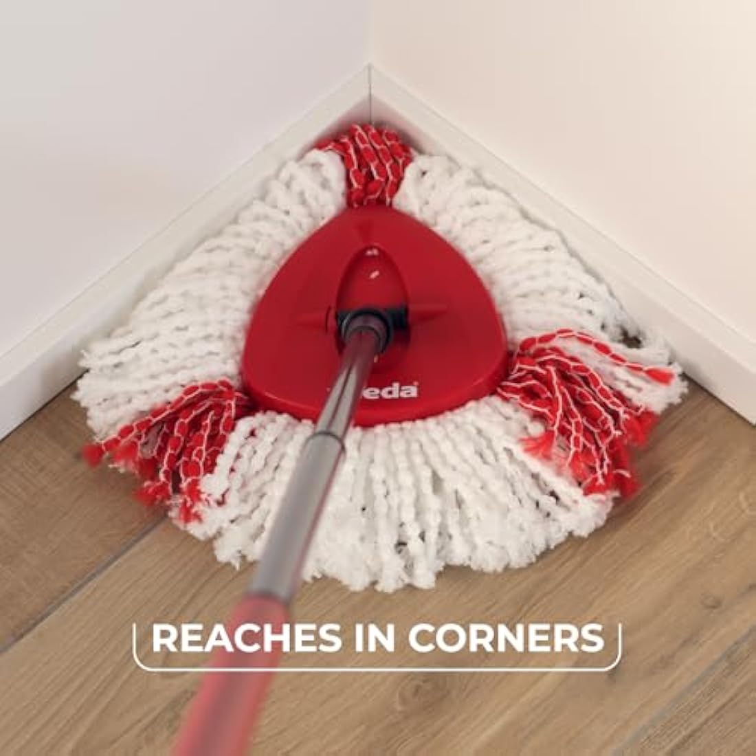 Vileda Turbo Microfibre Mop and Bucket Set, Spin Mop for Cleaning Floors, Set of 1x Mop and 1x Bucket,Grey/Red,48.5 x 27.5 x 28 cm