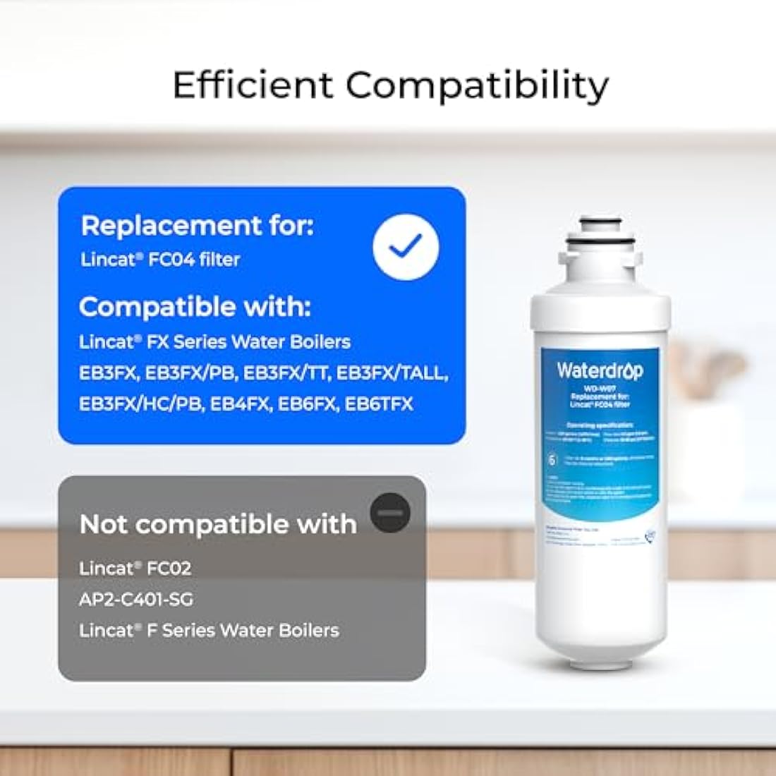 Waterdrop WD-W07 Water Filters, Replacement for Lincat® Water Filter FC04, Compatible with Lincat® Filterflow FX Series Water Boilers EB3FX, EB3FX/PB, EB4FX, EB6FX, EB6TFX, EWF-8007A (2)