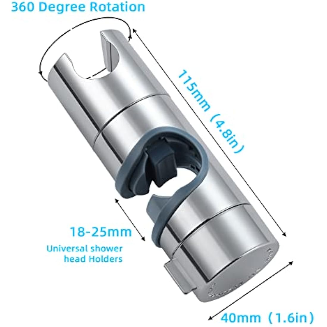BBLIKE Shower Head Holder - 19-22mm ABS Adjustable Shower Holder Bracket, Universal Shower Head Holder Replacement for 18-25mm Slide Rod, Shower Head Accessories Parts, Chrome Plated