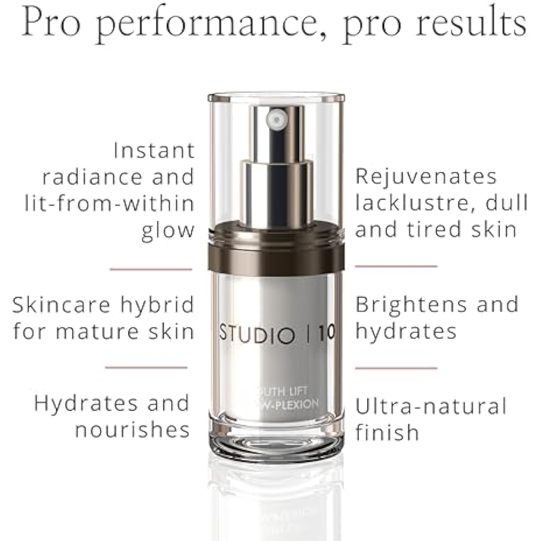 Studio10 Skin Lift Glow-Plexion Primer and Highlighter 2-in-1 Radiance Booster with Skincare Benefits for Hydrated Brightened and Lifted Skin Suitable for Dull Dry and Mature Complexions