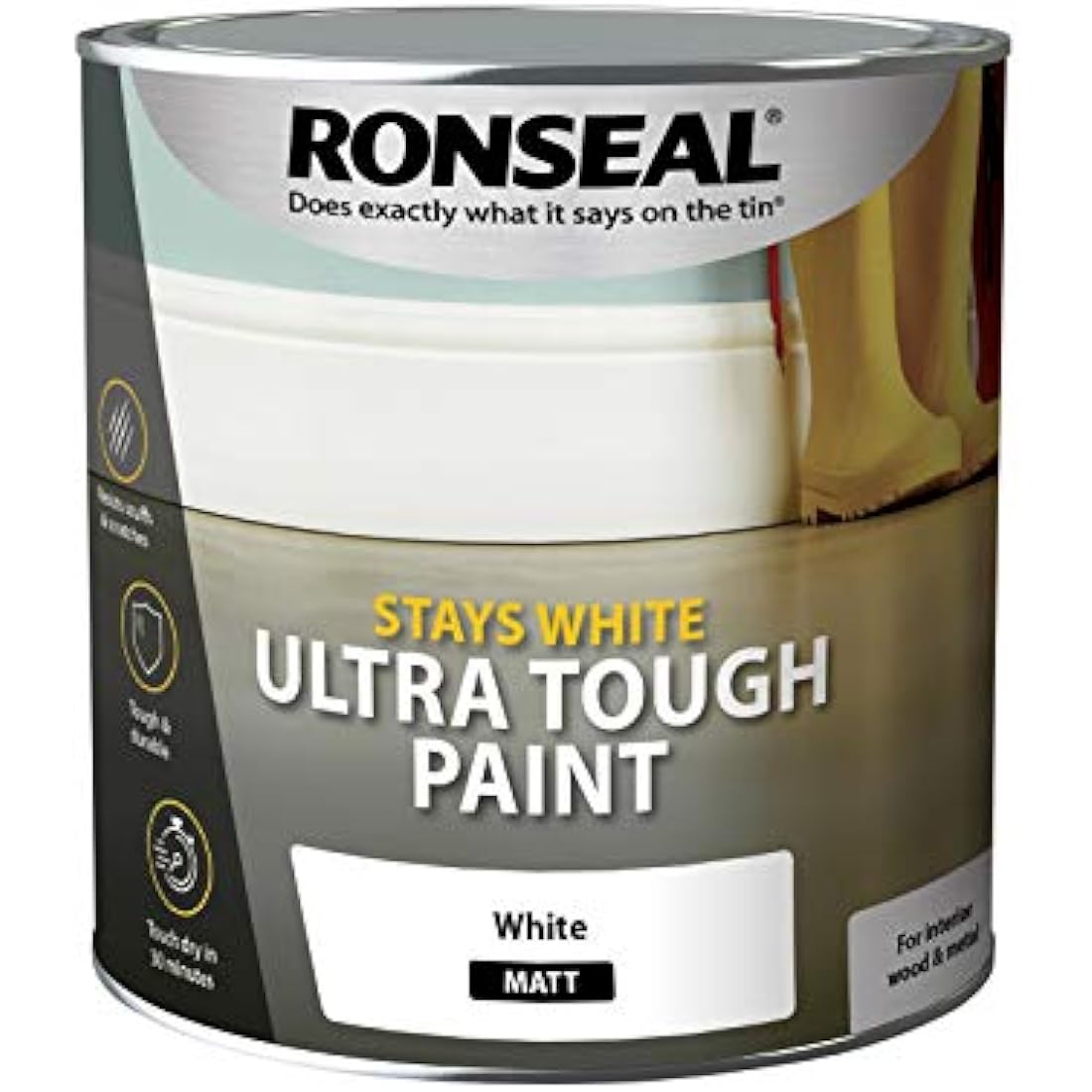 Ronseal RSLSWUTMP25L Stays ULT/Tough Matt Paint, White, 2.5 Litre
