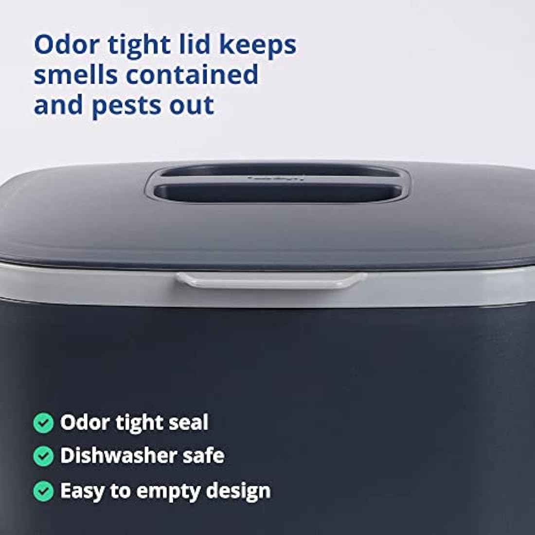 BLUE GINKGO Kitchen Compost Bin [5L] – Filter-Free, Odor-Tight Countertop Food Waste Pail with Handles (Made in Korea, Grey)