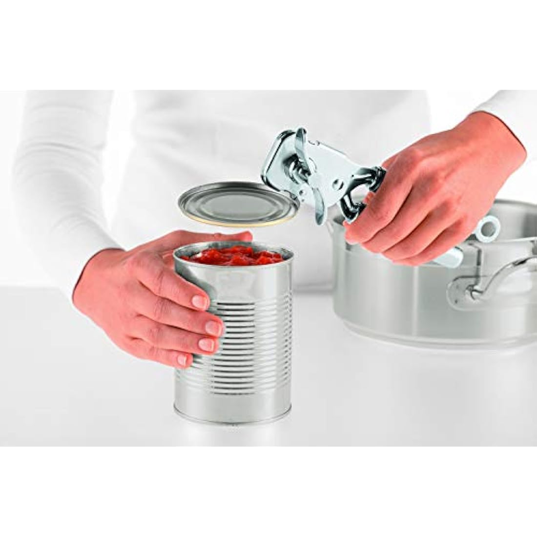 RÖSLE Tong Tin Opener, Can Opener with Pliers Grip Made of Pure Stainless Steel, without Sharp Edges, Resealable Lid, 18/10 Stainless Steel