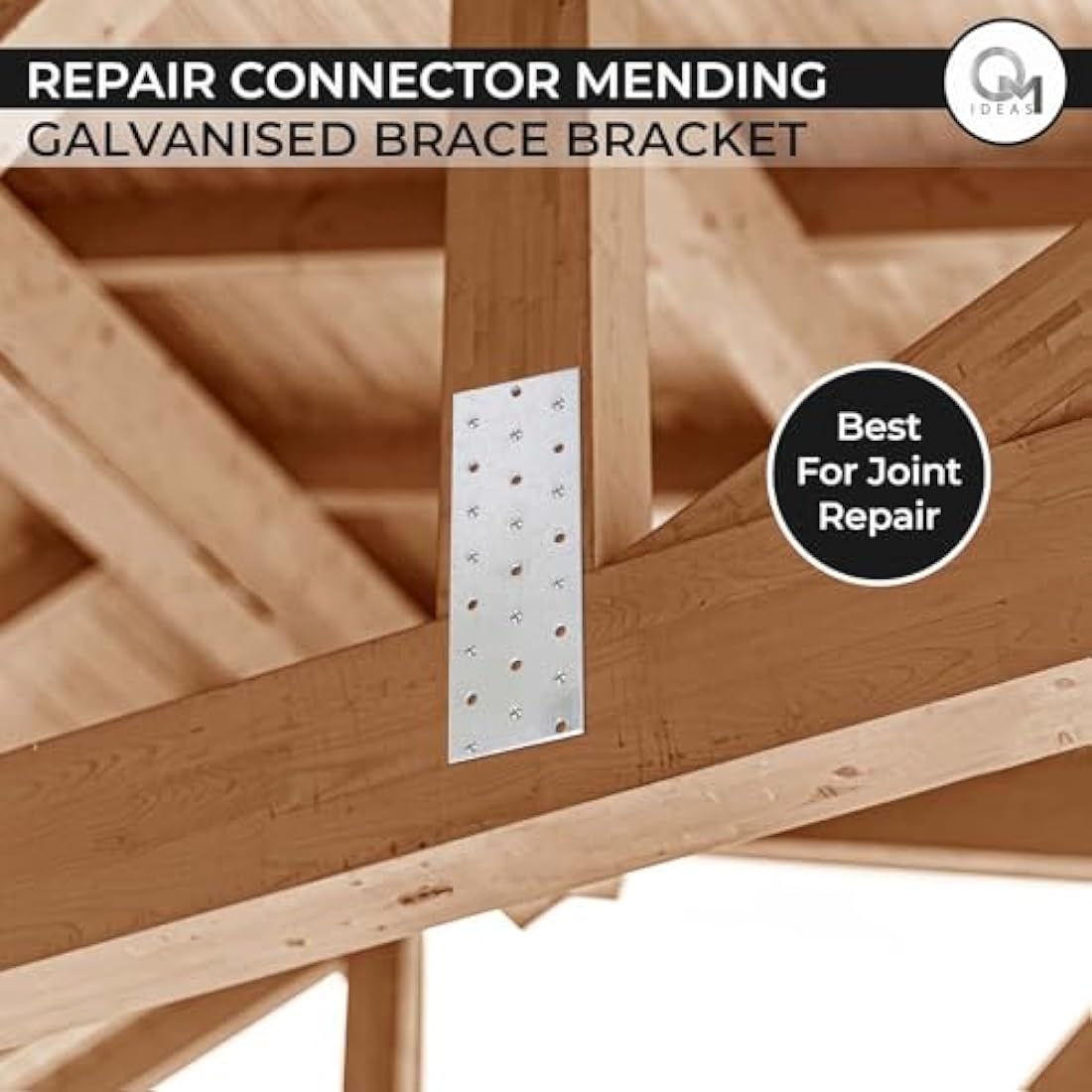 OMIDEAS 10 x Flat Joining Plates (160 x 60 x 2) Connecting Perforated Metal Brace Bracket Timber Wood Fixing Galvanised Steel Repair Connector