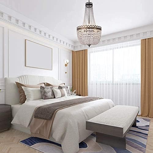 Wellmet Crystal Chandelier Lights, 9-Light French Empire Foyer Chandelier Pendant, Hanging Ceiling Lighting Fixture for Hallway Dining Living Room Bedroom Kitchen, 30" H x 19.69" W, Antique Bronze