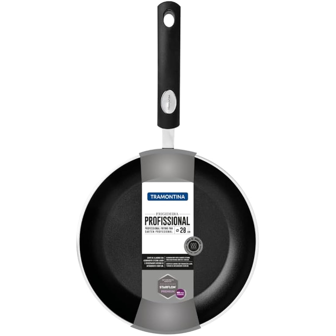 Tramontina Non-Stick Frying Pan with Silicone Handle for Induction, Electric, Gas and Ceramic Glass Hobs, Cookware, Kitchen, 28 cm, 2.4 litres, 20888028, Dark Grey
