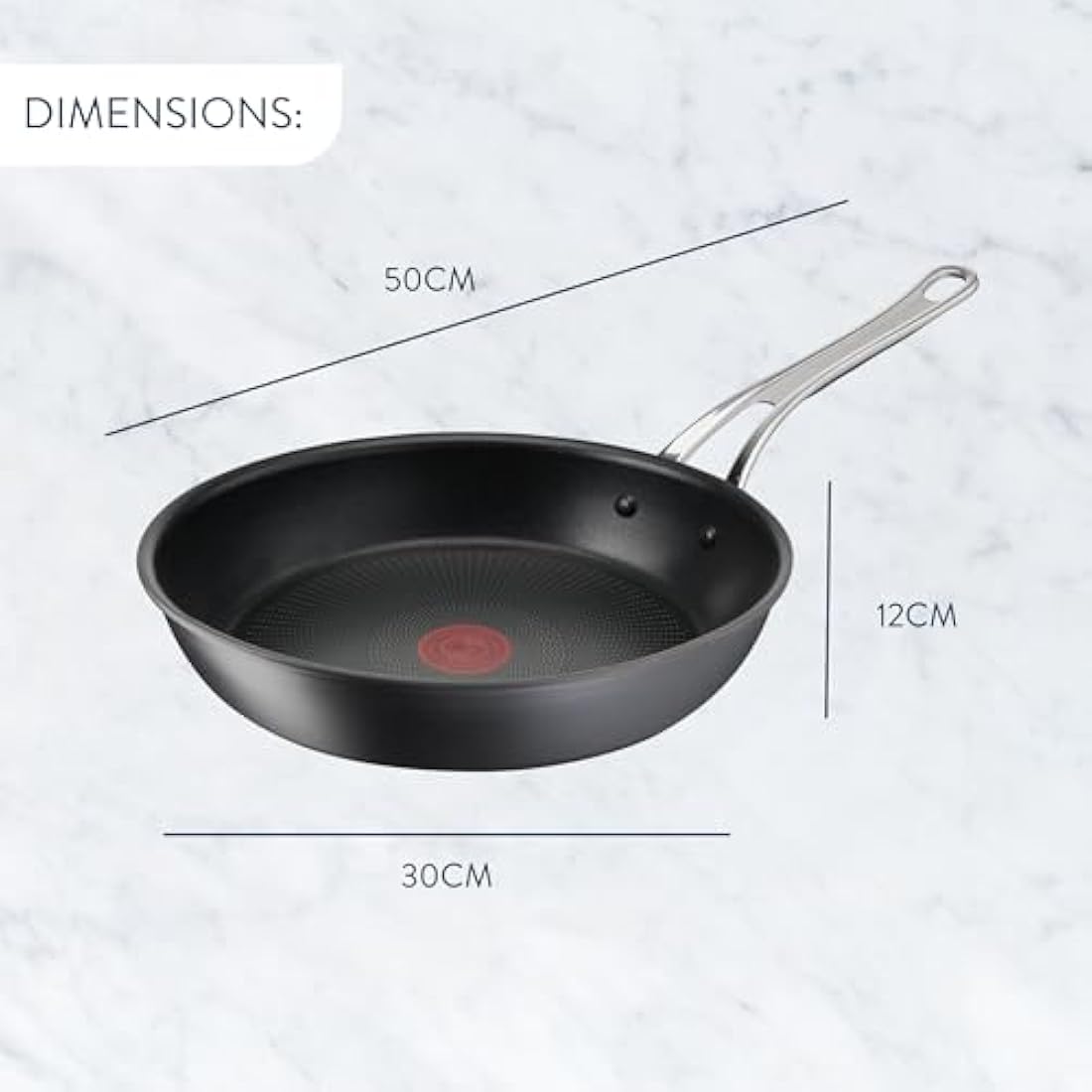 Tefal Jamie Oliver Cook’s Classics Frying Pan, 28cm, Non-Stick, Oven-Safe, Induction, Riveted Handle, Hard Anodised Aluminium, H9120644, Black