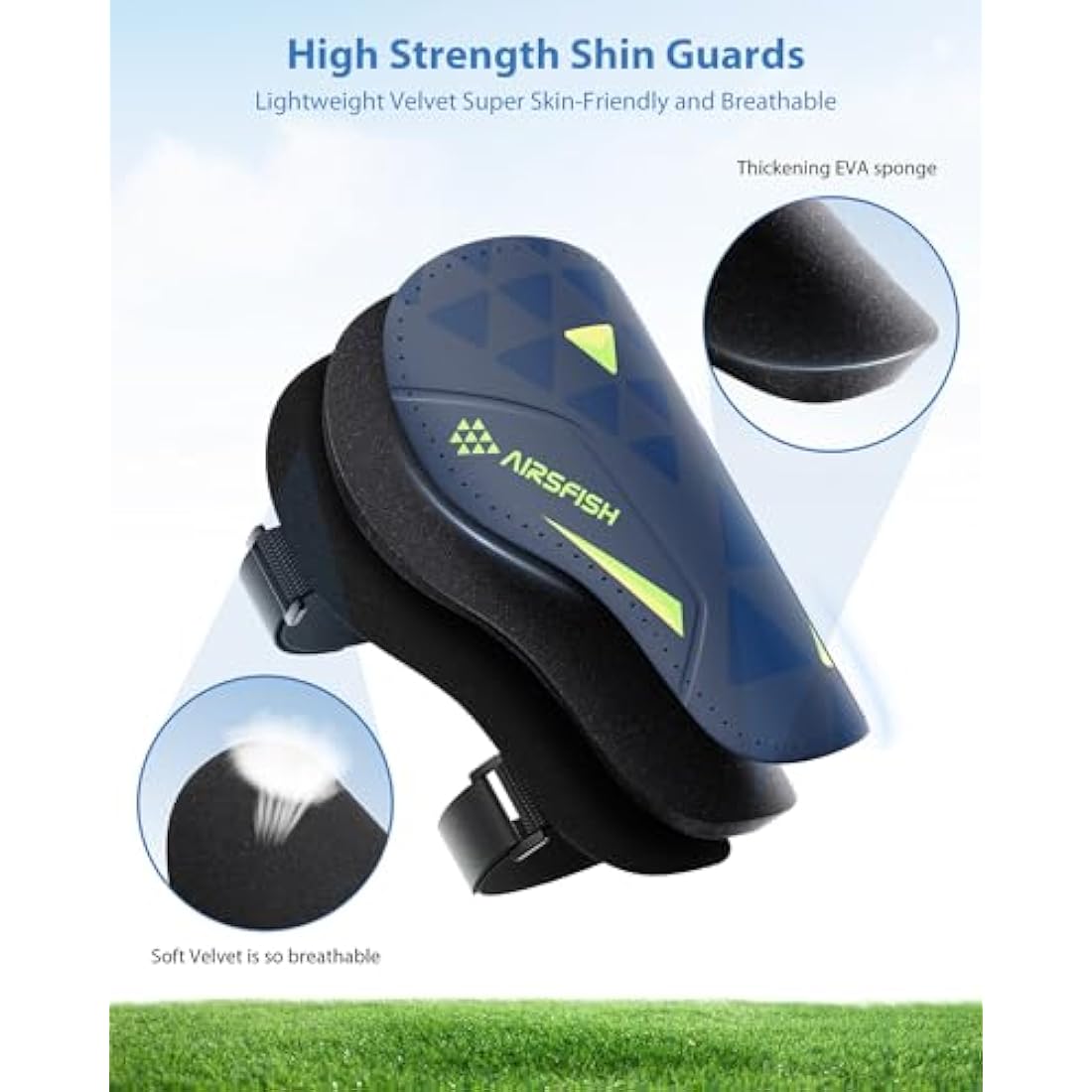 Shin Pads Boys CE Certified Airsfish Kids Football Shin Guards Breathable Non Slip Extended Adjustable Straps Lightweight Soccer Shin Pads for Boys Girls Teens Leg Calf Protective Gear