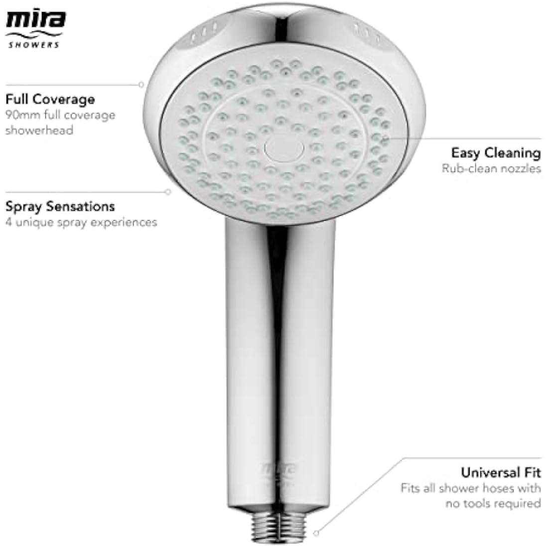 Mira Showers Logic Showerhead Handheld 4 Spray Showerhead Chrome 2.1605.176