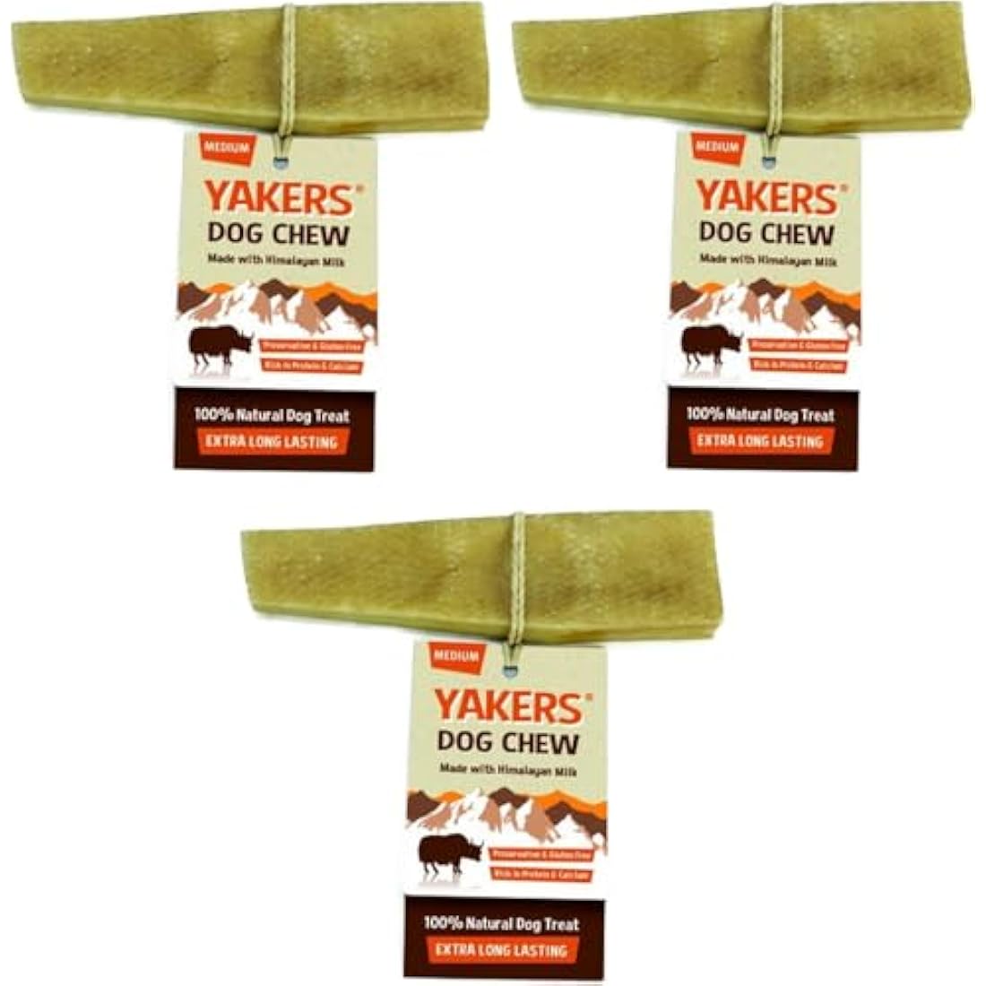 Yakers Dog Chew Medium x 3 - Yak Milk Value Pack of 3 - Save!