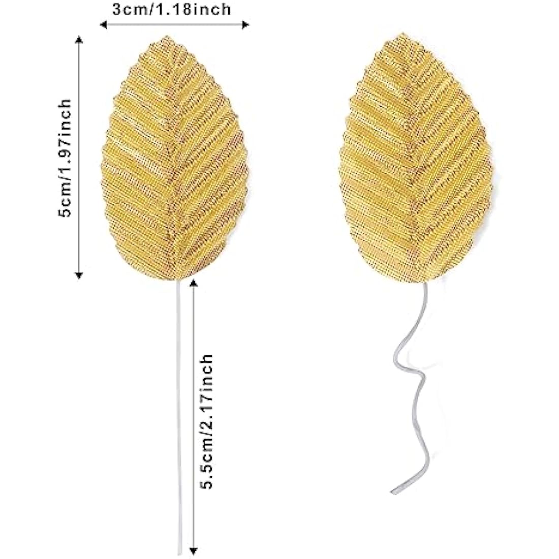 MWOOT 200Pcs Artificial Rose Leaves, Fake Single Leaf for Crafts, Gold Faux Silk Leaves for DIY Cake Bouquet Wedding Party Festival Valentine's Day Decoration, Wired Gold Leaves