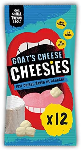 CHEESIES Crunchy Snacking Cheese Keto Snack. Sugar Free, Gluten Free, No Carb, High Protein, Vegetarian (12 x 20g, Goat's Cheese)