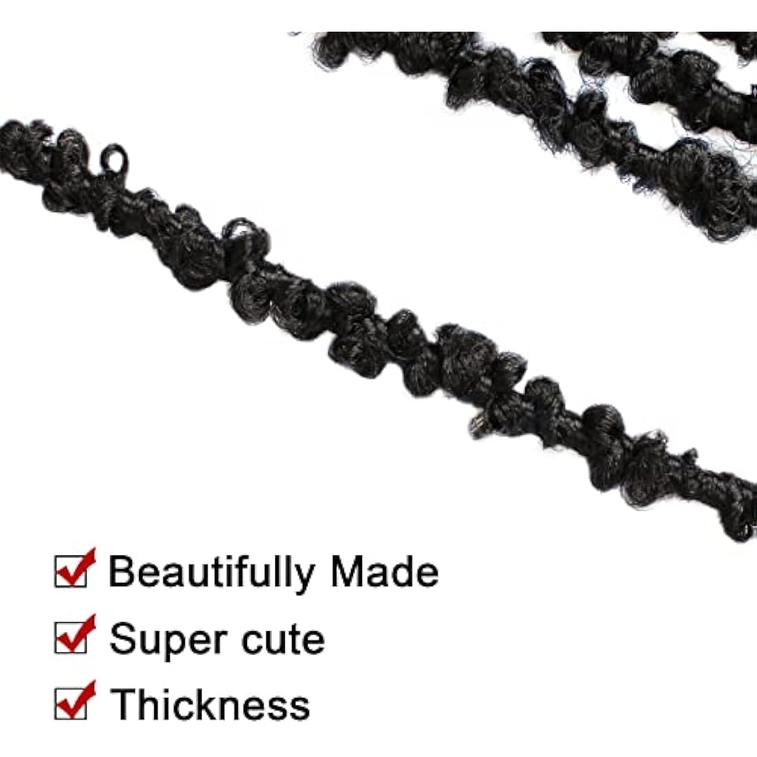 XTREND 24 Inch Black Butterfly Crochet Hair Long Distressed Faux Locs Pre-looped Crochet Braids Synthetic Soft Locs for Women 6Packs 10Strands/pack 1B#