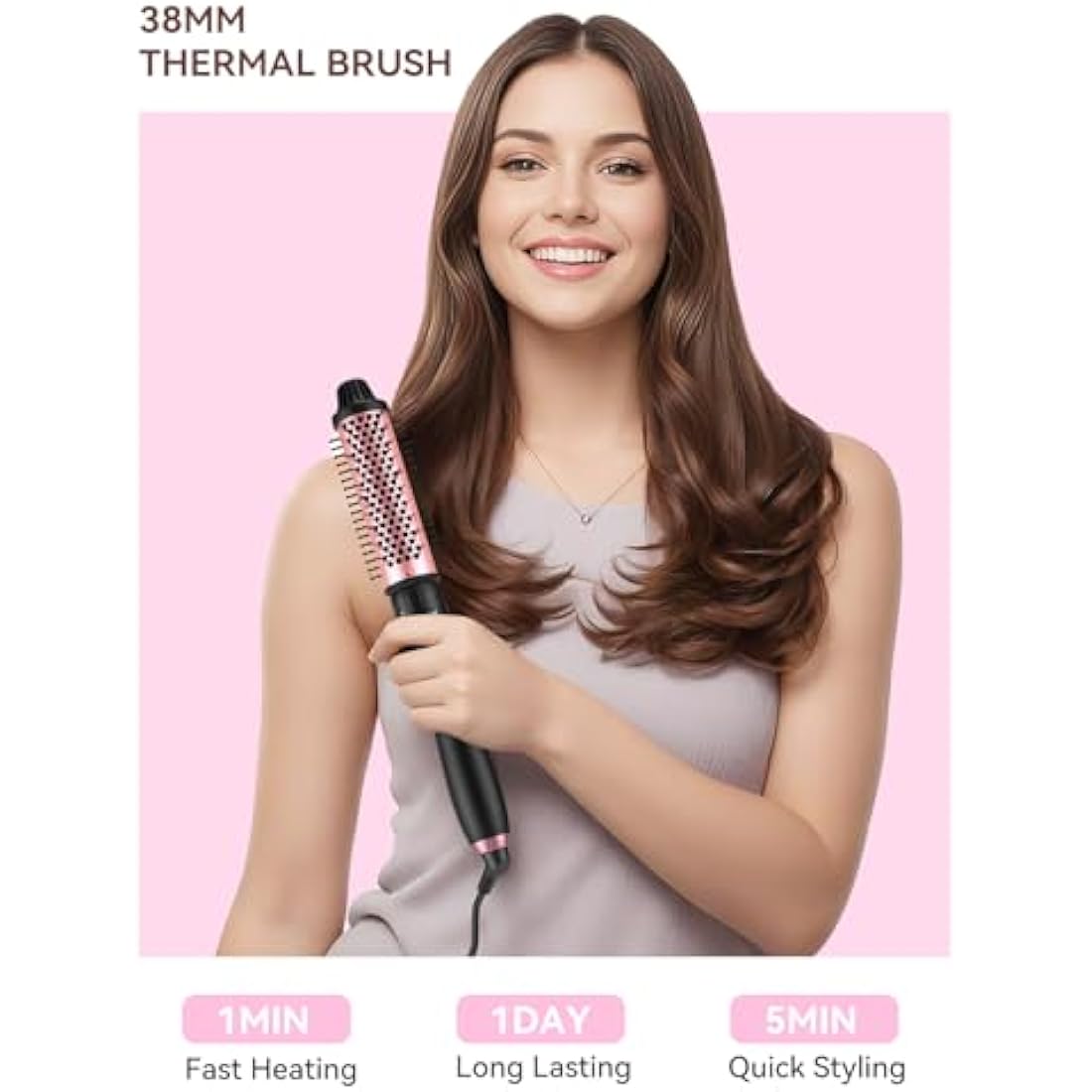 LANDOT 5-in-1 Curling Wand with Thermal Brush: Curling Iron Tongs Set & 4 Interchangeable Ceramic Barrels (9-32mm) - Adjustable Temp Instant Heat Up Long Lasting Curls