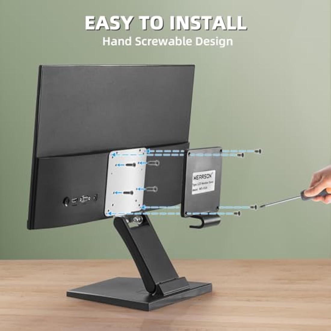 Wearson WS-03A Adjustable LCD Screen Stand Folding Metal Screen Desk Stand With VESA Hole 75x75 100x100mm