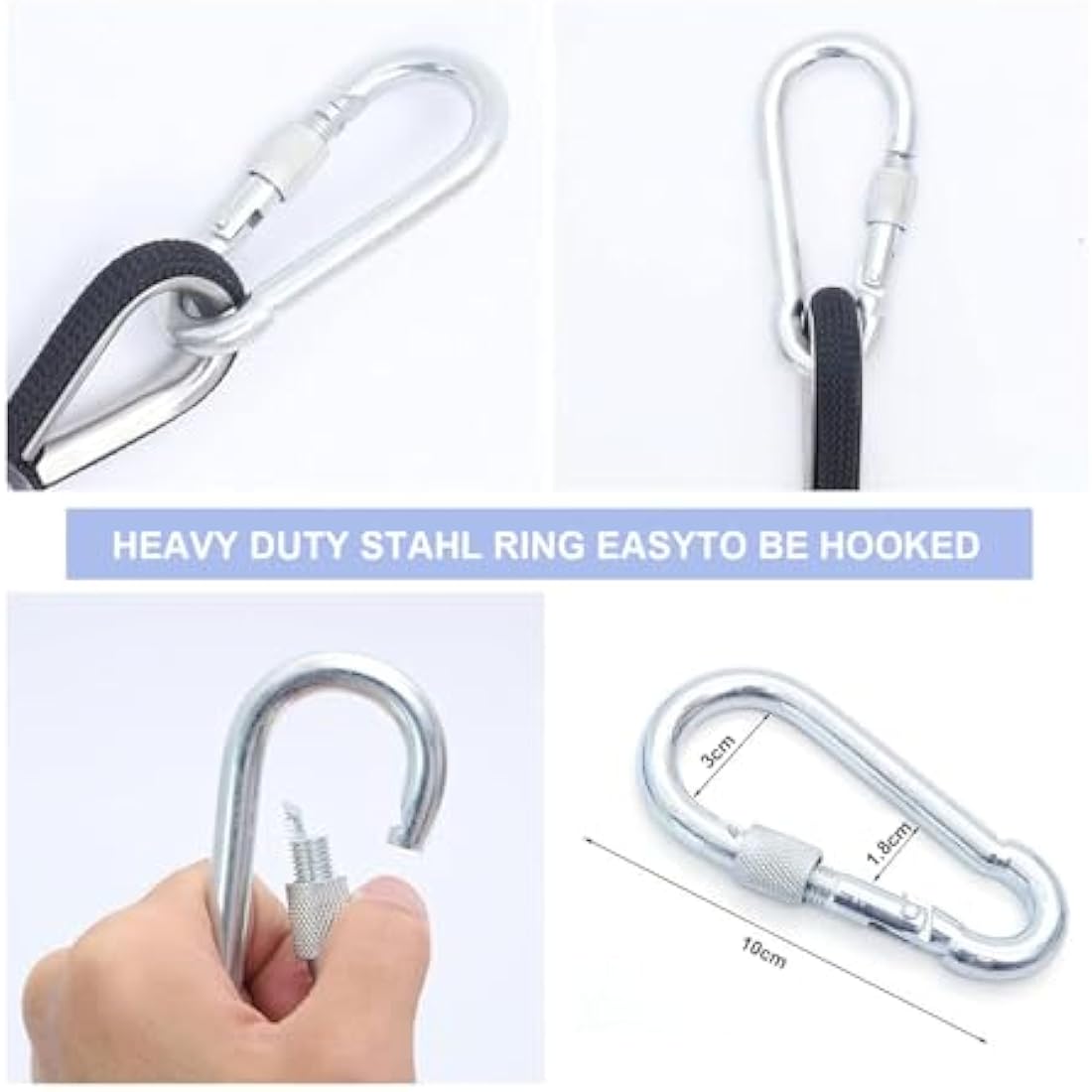 Gangying Climbing Rope 8mm Outdoor Static Rock Climbing Rope 30m High Strength Cord Safety Rope Braid Nylon Rope Escape Rope Fire Rescue Parachute Rope with 2 Carabiner