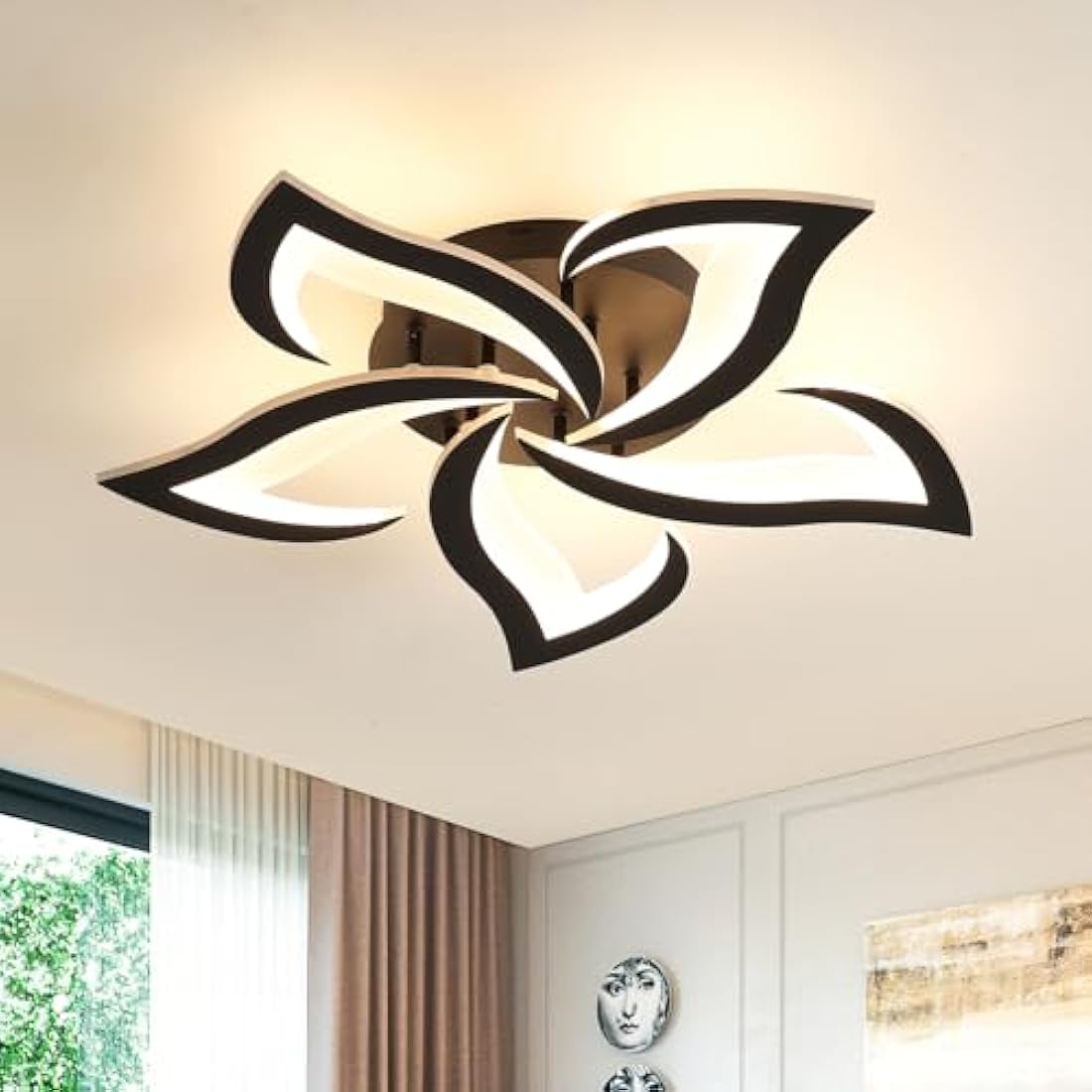Riserva LED Ceiling Light, 60W 6500LM Mordern LED Ceiling Lights Warm White 3000K, Creative Petals Design, Acrylic Chandelier for Living Room Bedroom Dining Room (Dia 60cm)