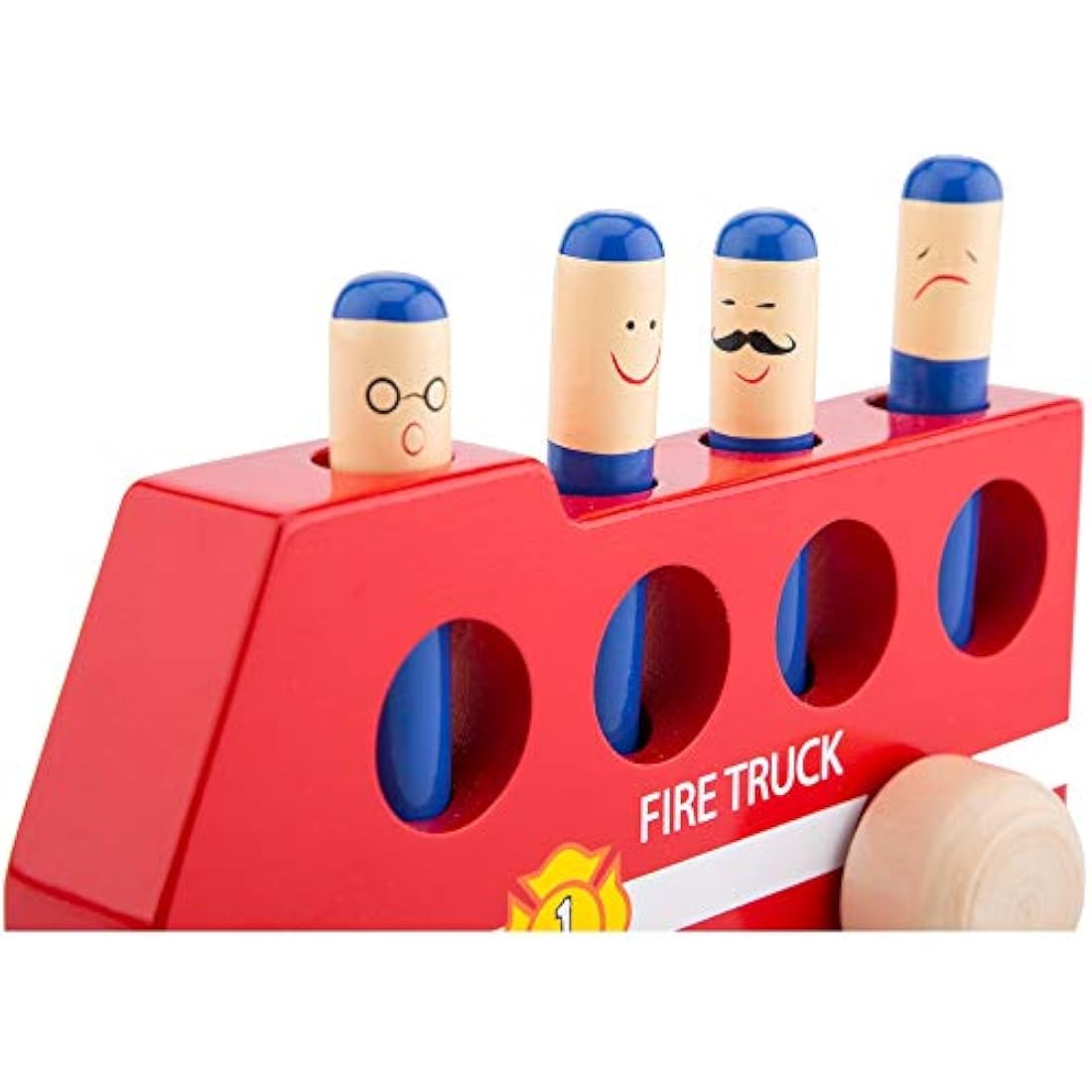 New Classic Toys - Wooden Pop-Up Fire Truck - Fire Engine Wooden Toy for Kids, Pop Up Toy, Fire Engine Toys, Car Gifts for Children, Montessori Toy - Set of 1, Red