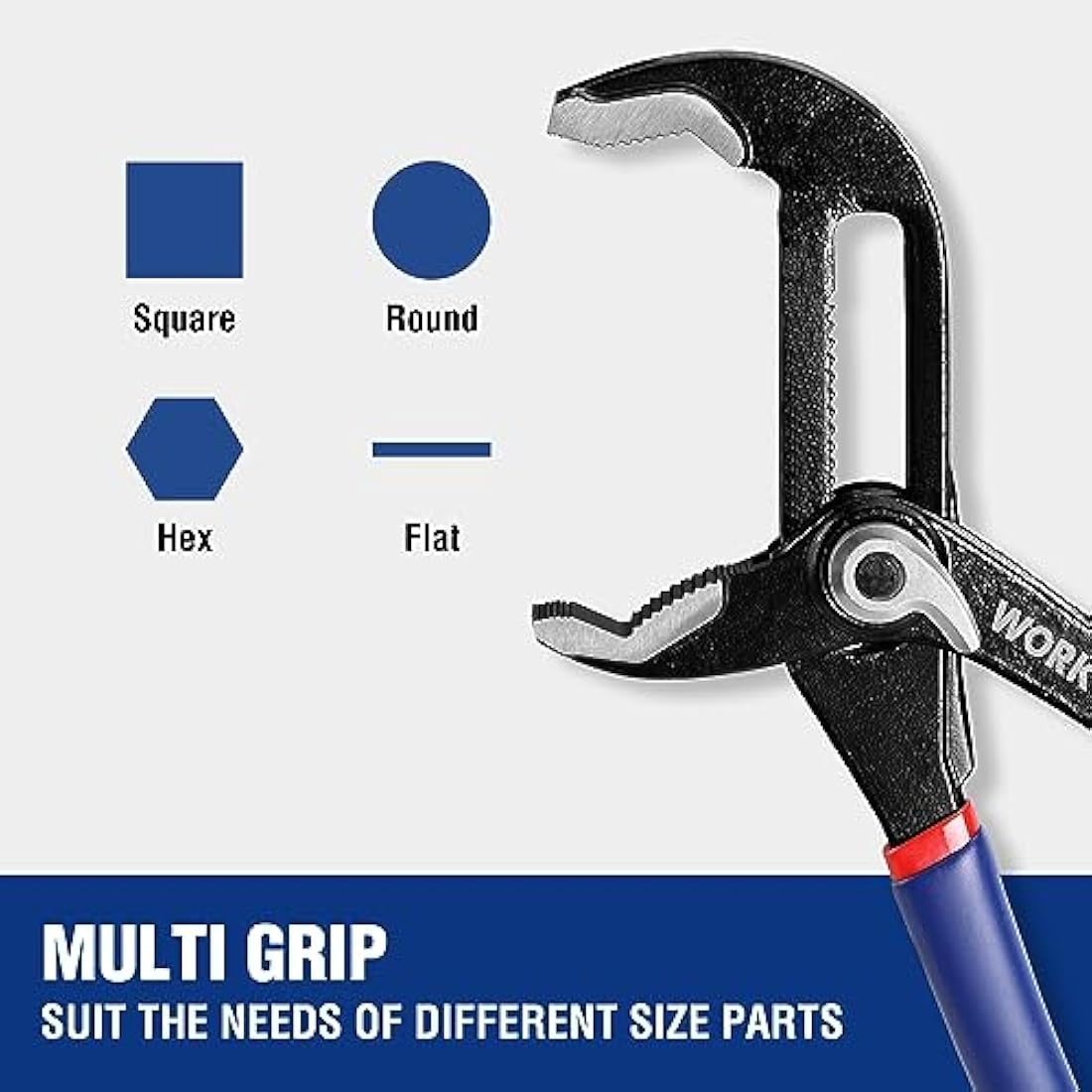 WORKPRO Water Pump Pliers, 40/52mm Wide Jaw Capacity, Quick Change Adjustable Plumbing Grips and Slip Joint Plier Set, 200mm and 250mm, 2-Piece
