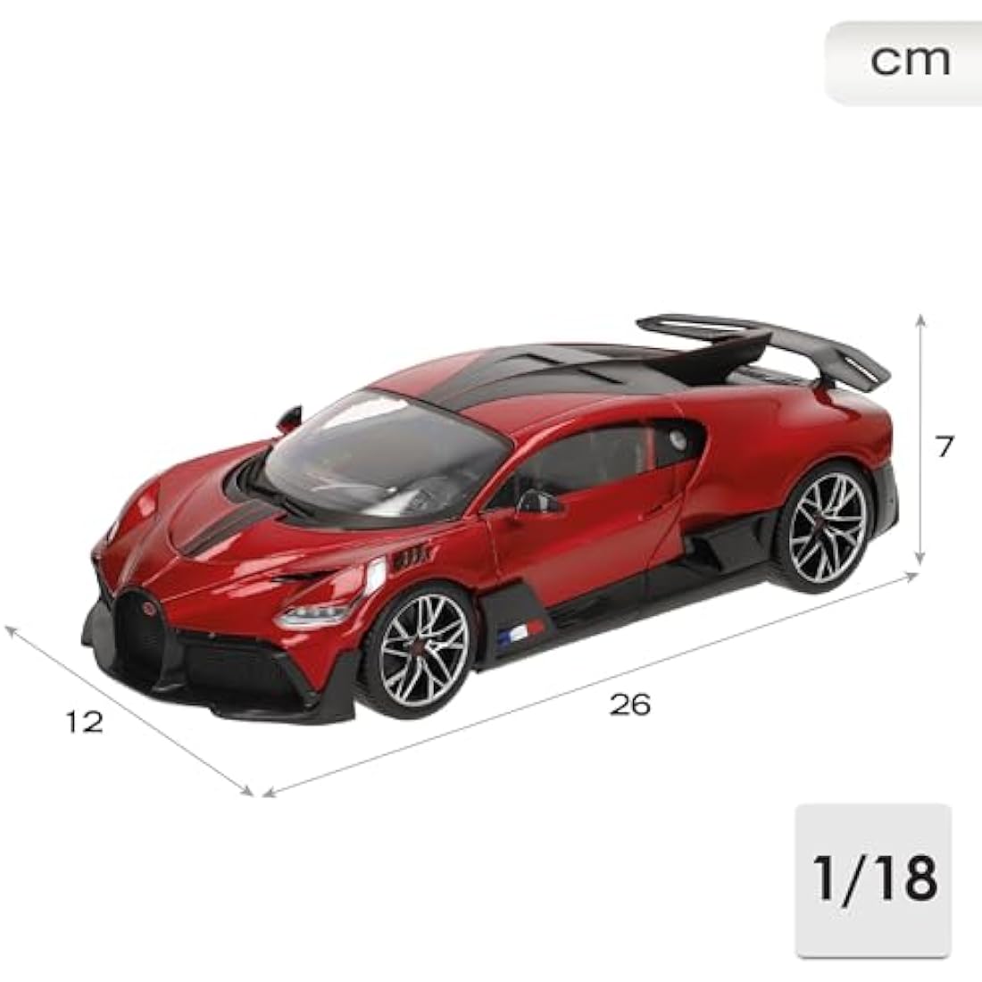 Bburago Bugatti Divo 18-11045R Model Car 1:18 Scale Opening Doors and Bonnet 25 cm Red