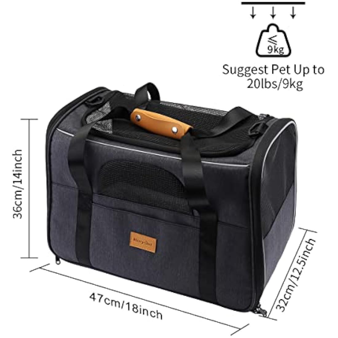 Morpilot Pet Carrier Bag, Portable Cat Carrier Bag Top Opening, Removable Mat and Breathable Mesh, Foldable Cat Carrier Transport Bag for Dogs and Cats, with Shoulder Strap and Pet Bowl Grey