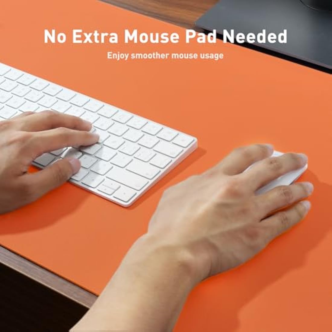 Aothia Leather Pad, Mouse Mat, Office Desk Mat, Non-Slip PU Leather Desk, Laptop Desk Pad, Waterproof Desk Writing Pad for Office and Home(60x35cm,H Orange)