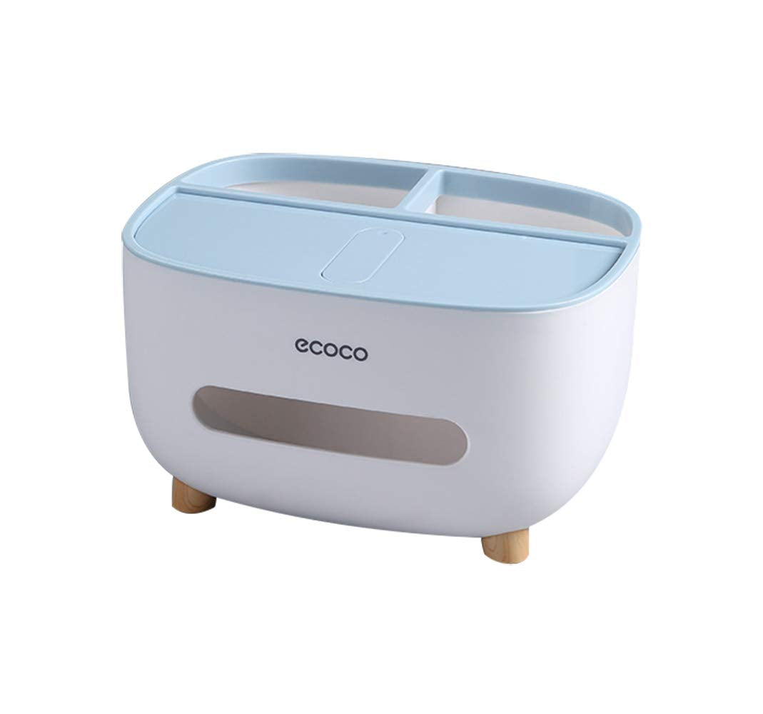 MHTECH PVC Tissue Box, Multifunction Box, Pen Holder, Remote Control Holder, Storage Box, Cosmetic Tissue Box (Blue-1)