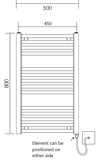 Greened House Anthracite Electric Heated Towel Rail 500mm W x 800mm H