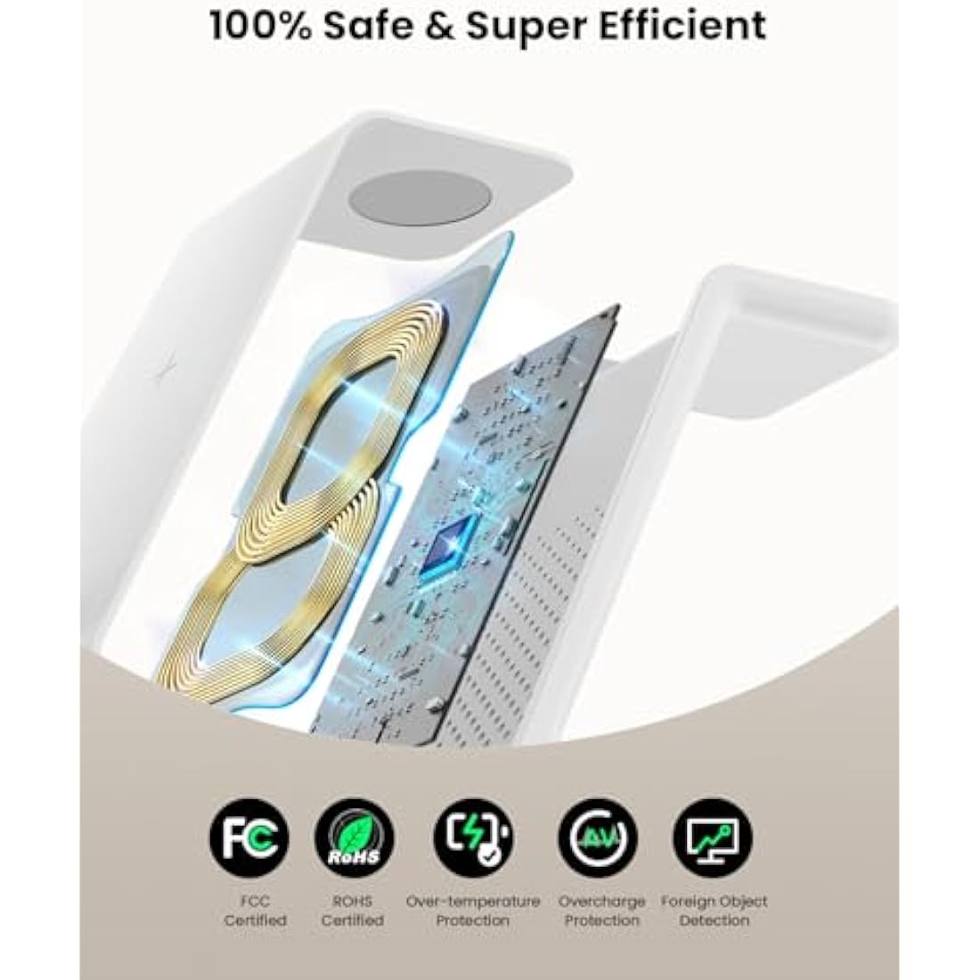 GEEKERA Wireless Charger, 3 in 1 Wireless Charging Station for iPhone 16/15/14/13/12/11/Pro Max/X/8, Phone and Watch Charger Stand for Apple Watch Ultra/10/9/8/7/6/5/4/3/2/SE, AirPods Pro/4/3/2-White