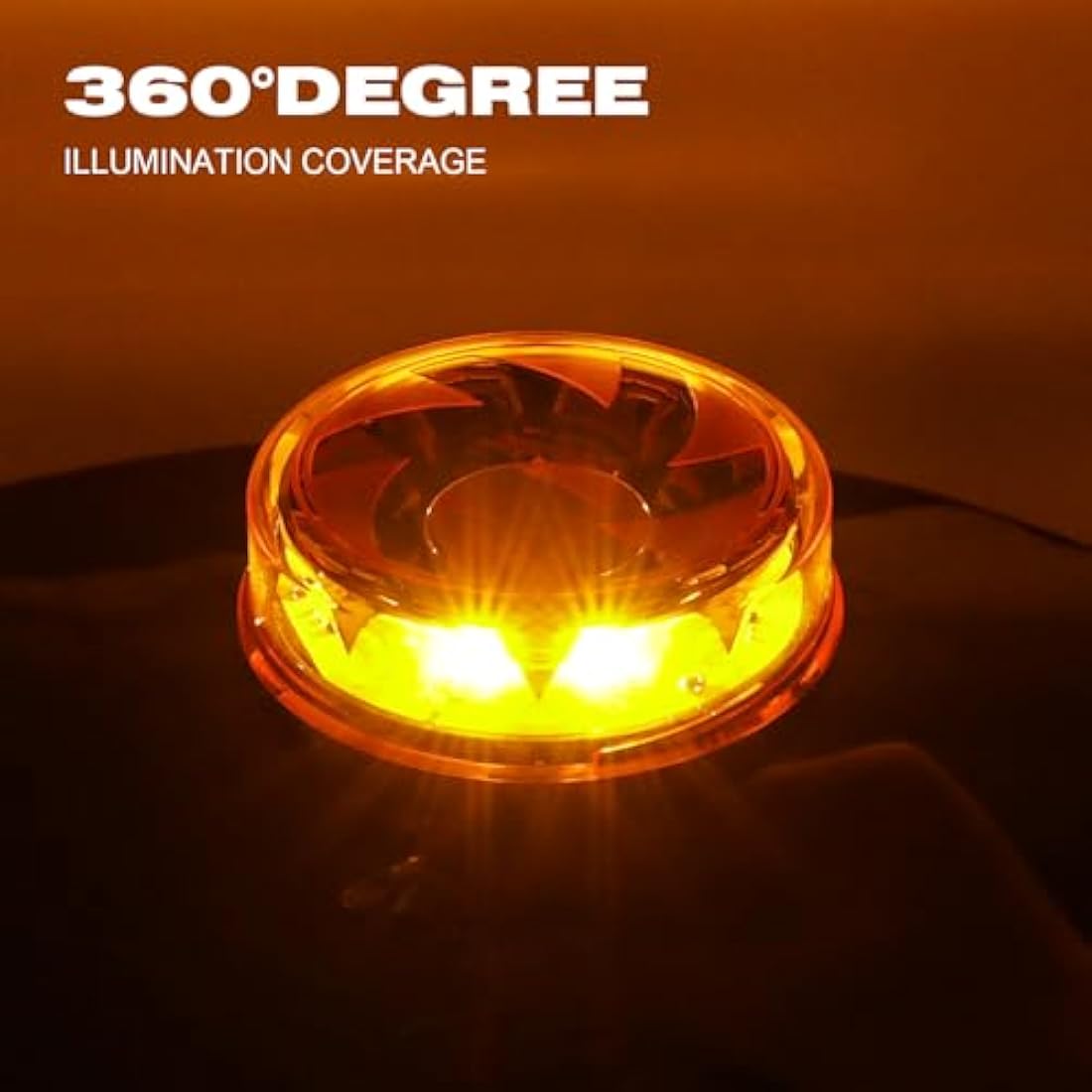 Yinaolan LED Amber Warning Beacon Light, 16LEDs 12/24V Orange Blinking Lamp 4 Flash & 2 Rotating Patterns for Agricultural Machines, Commercial Vehicle, School Bus, Tractor Excavators Truck