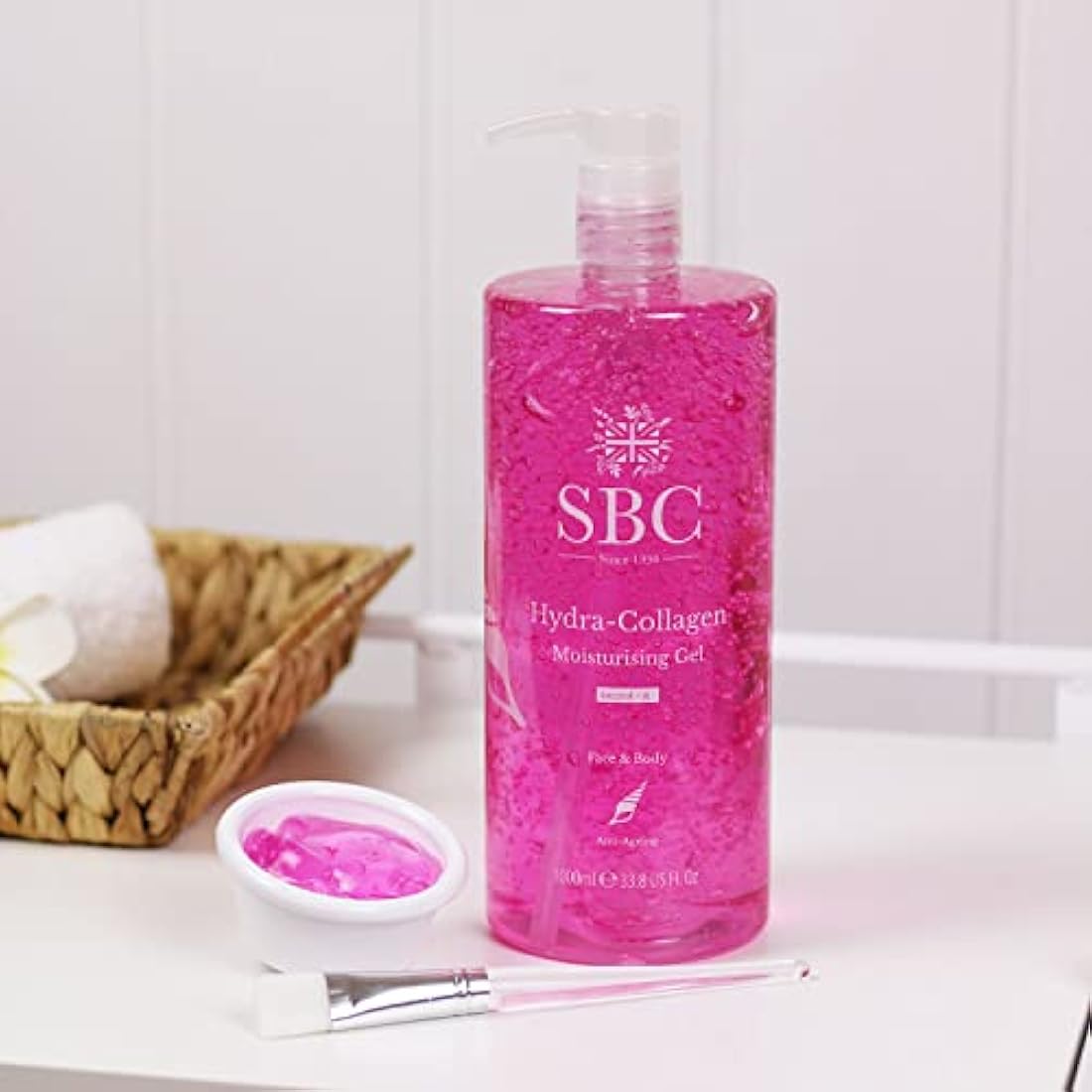 SBC Skincare Hydra-Collagen Moisturising Gel - 1000ml | Anti-Ageing Collagen Gel | Oil-Free Lightweight Face And Body Moisturiser Gel | Collagen Skincare Gel | Collagen Body Lotion