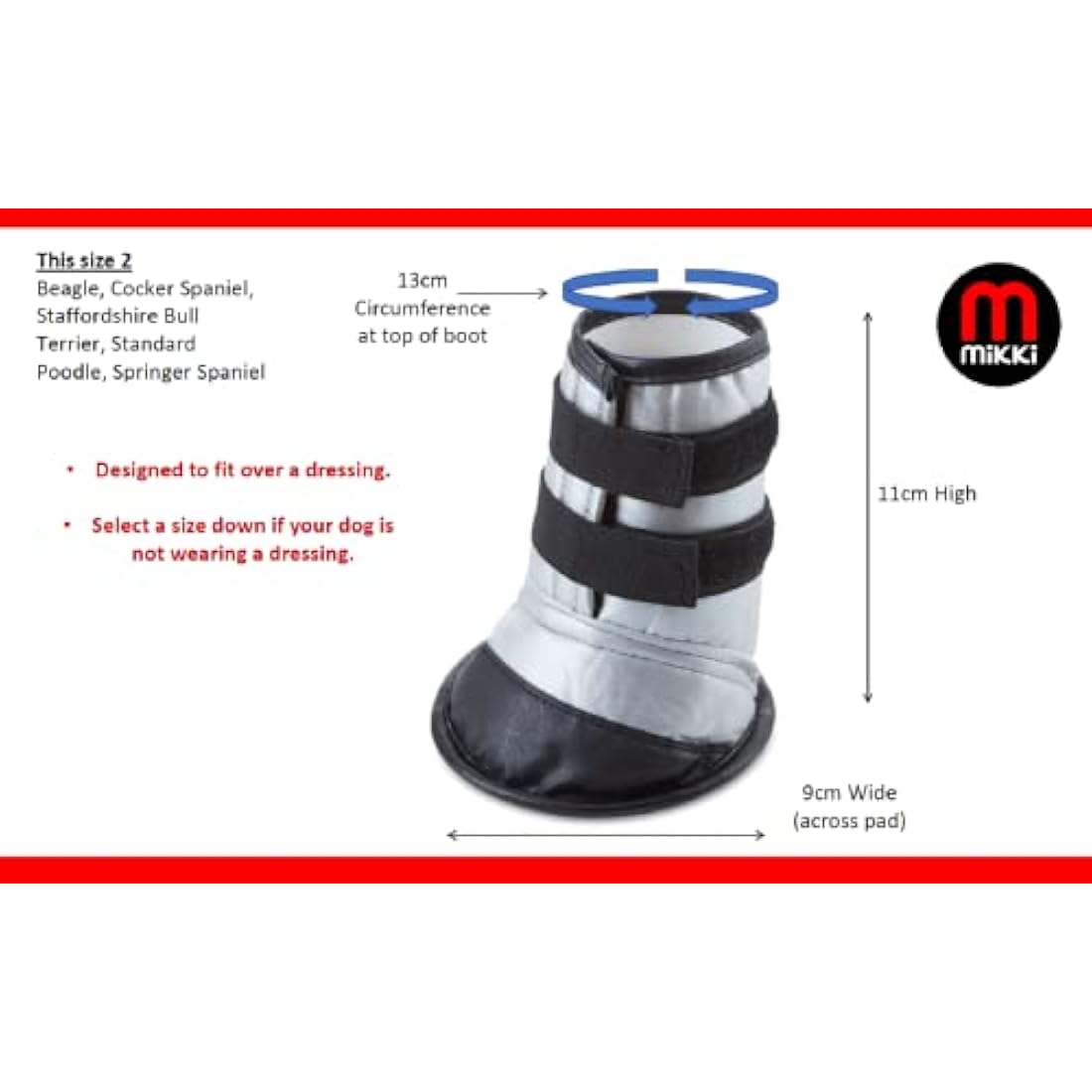 Mikki Dog, Puppy Hygiene Protective Dog Boot - Helps Keep Injured Paws Dry and Clean - Size 2
